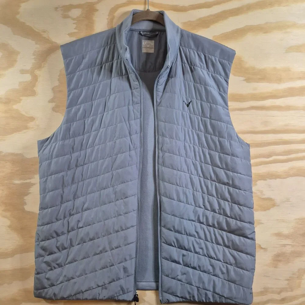 Callaway Mens XL Gray Tradewinds Quilted Golf Vest UPF 50 Full Zip NWT